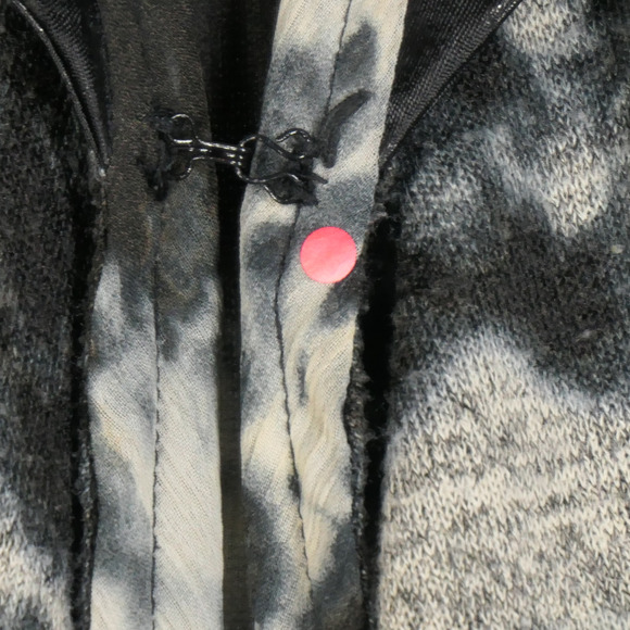 Alberto Makali Gray Cardigan Sweater Women Large Shiny Collar Sheer Knit Chic - Picture 7 of 11